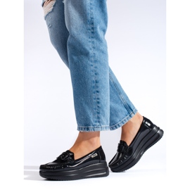 Mocassins femme vernis noirs avec boucle Shelovet le noir 2