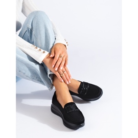 Mocassins femme en daim noir avec boucle Shelovet le noir 1