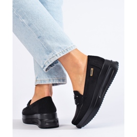 Mocassins femme en daim noir avec boucle Shelovet le noir 3