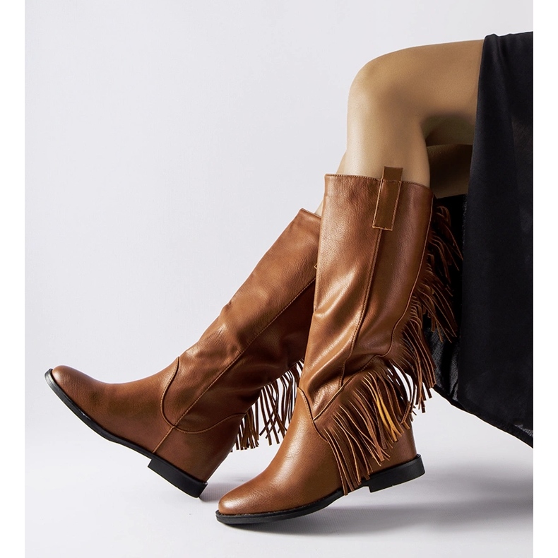 Bottes marron avec un coin recouvert de Giorgia brun 1