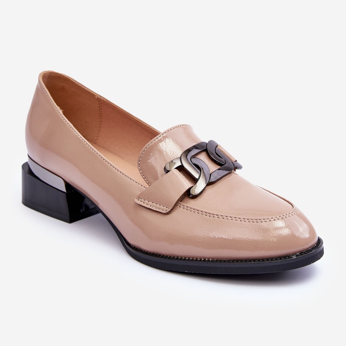 Vinceza Chaussures en cuir verni, Mocassins à talons hauts Sakina Beige 1