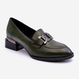 Vinceza Mocassins En Cuir Talons Hauts Vert Foncé Sakina 1