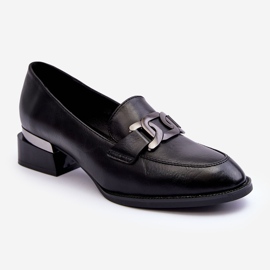 Vinceza Chaussures en Cuir Mocassins à Talon Haut, Noir Sakina 1