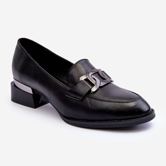 Vinceza Chaussures en Cuir Mocassins à Talon Haut, Noir Sakina 1