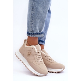 Baskets Plateformes Isolées En Cuir Beige Adite 1