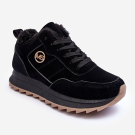 Chaussures de sport isolées en cuir sur plateforme, Noir Adite le noir 1