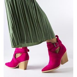 Santiags roses ornées de découpes Duclos 1