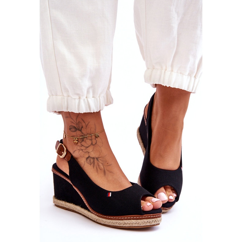 Sandales compensées classiques pour femmes noires Katie 2