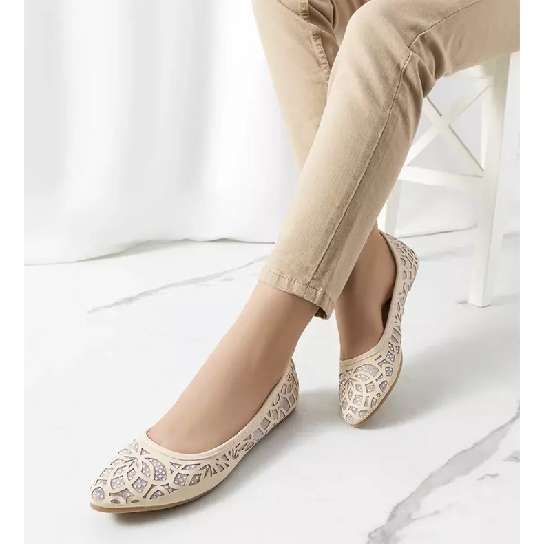 PA1 Ballerines ajourées beige Lavarin 2 PA1 Ballerines ajourées beige Lavarin 2