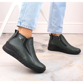 Bottines compensées confortables en cuir pour femme, isolées vert Helios 552.566 6