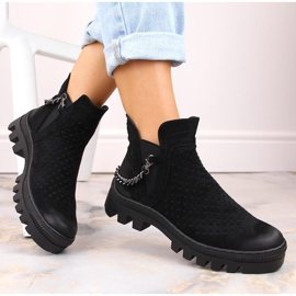 Bottes workwear noires en daim pour femmes Potocki 12028 le noir 4