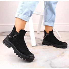 Bottes workwear noires en daim pour femmes Potocki 12028 le noir 5