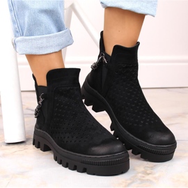 Bottes workwear noires en daim pour femmes Potocki 12028 le noir 6