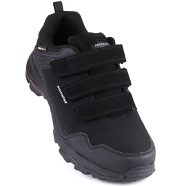 Chaussures de sport de trekking softshell pour hommes avec velcro, noires American Club le noir 1