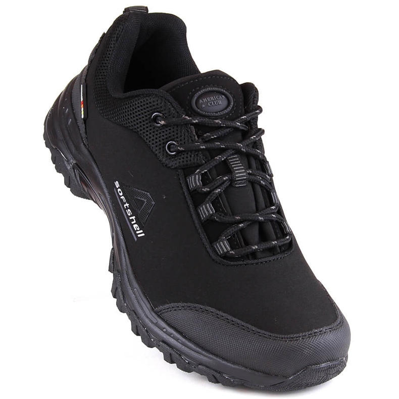 Chaussures de sport de trekking softshell American Club noires pour hommes 1