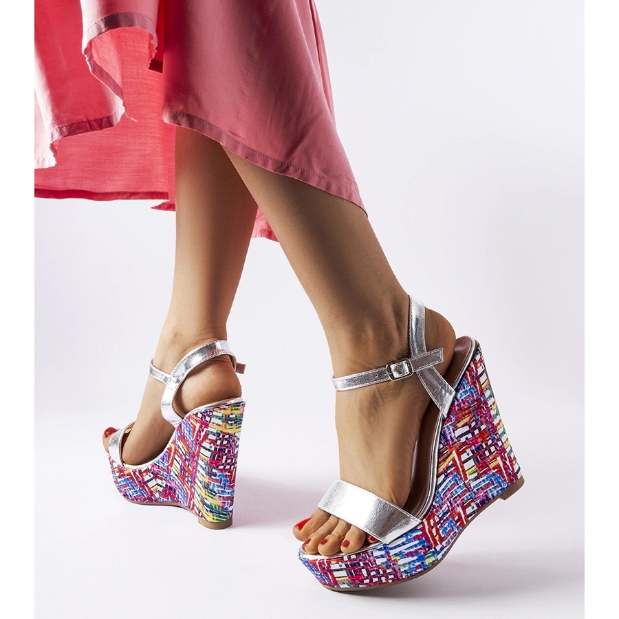 Sandales compens es argent es d cor es Fairmont eBay