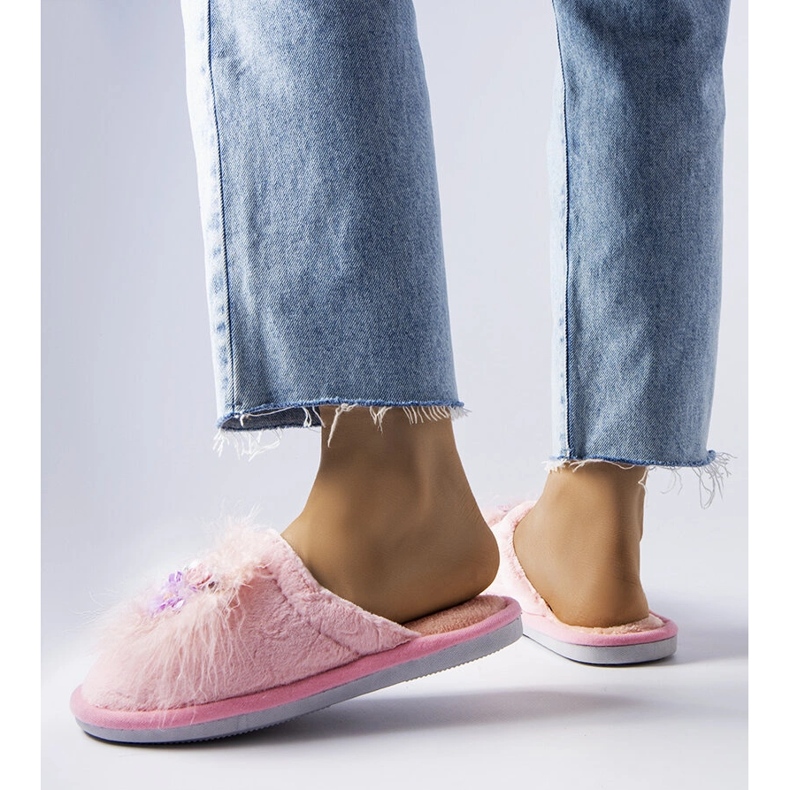 Chaussons chauds roses à fleurs Moly 2
