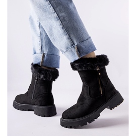 Bottines de neige femme noires, éco-daim Trigoso le noir 1