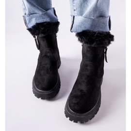 Bottines de neige femme noires, éco-daim Trigoso le noir 2