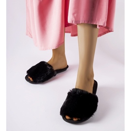 Inblu Chaussons Giacomo noirs avec fourrure le noir 1