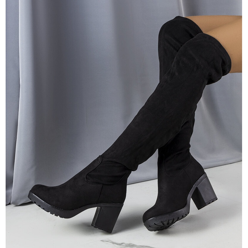 Bottes longues en éco-daim Nona noires le noir 1