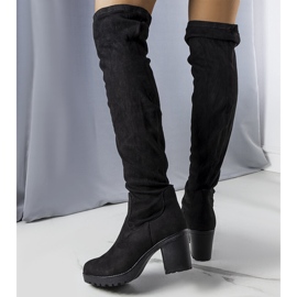 Bottes longues en éco-daim Nona noires le noir 2