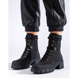 Bottes de travail à lacets noires pour femmes de Vinceza le noir 1