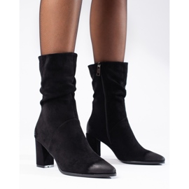 Bottines à talons hauts noires élégantes en daim par Vinceza le noir 3