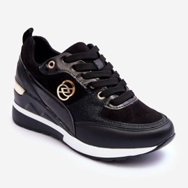 PE1 Chaussures de sport à lacets pour femmes sur une cale noir Genova 1