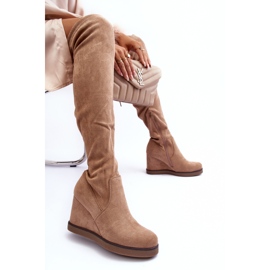 Cuissardes compensées en daim Mephal beige 4