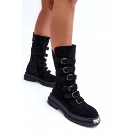 Bottines Worker Hautes En Daim À Lanières Noir Elnatea le noir 6