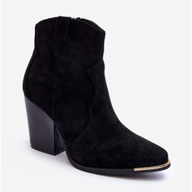 Bottes Cowboy en Daim à Talons Hauts, Noir Lotoune le noir 1