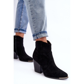 Bottes Cowboy en Daim à Talons Hauts, Noir Lotoune le noir 5