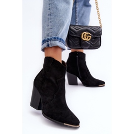 Bottes Cowboy en Daim à Talons Hauts, Noir Lotoune le noir 3