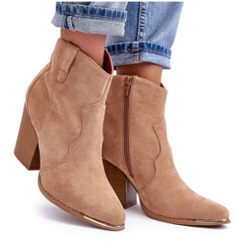 Santiags en Daim Beige à Talons Hauts Lotoune 8