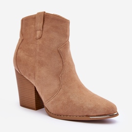 Santiags en Daim Beige à Talons Hauts Lotoune 1