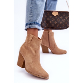 Santiags en Daim Beige à Talons Hauts Lotoune 3