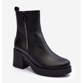 Bottines Lemar Littosa Lemar noires sur un talon massif avec fermetures éclair 2