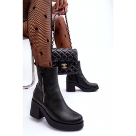 Bottines Lemar Littosa Lemar noires sur un talon massif avec fermetures éclair 1