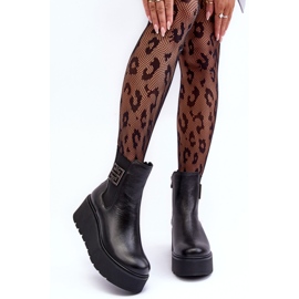Bottines En Cuir Pour Femme Sur Plateforme Massive Noir Lemar Savira 2