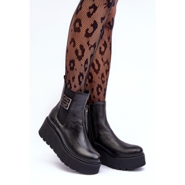 Bottines En Cuir Pour Femme Sur Plateforme Massive Noir Lemar Savira 1