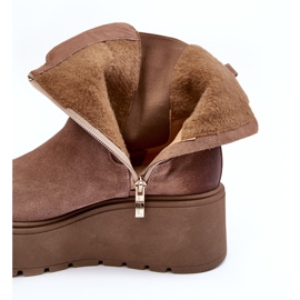 Bottines femme en daim sur plateforme massive, beige foncé Lemar Savira 2