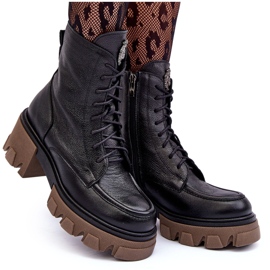 Bottines Trappeuses Isolées En Cuir Femme Noir Lemar Rehin le noir 9