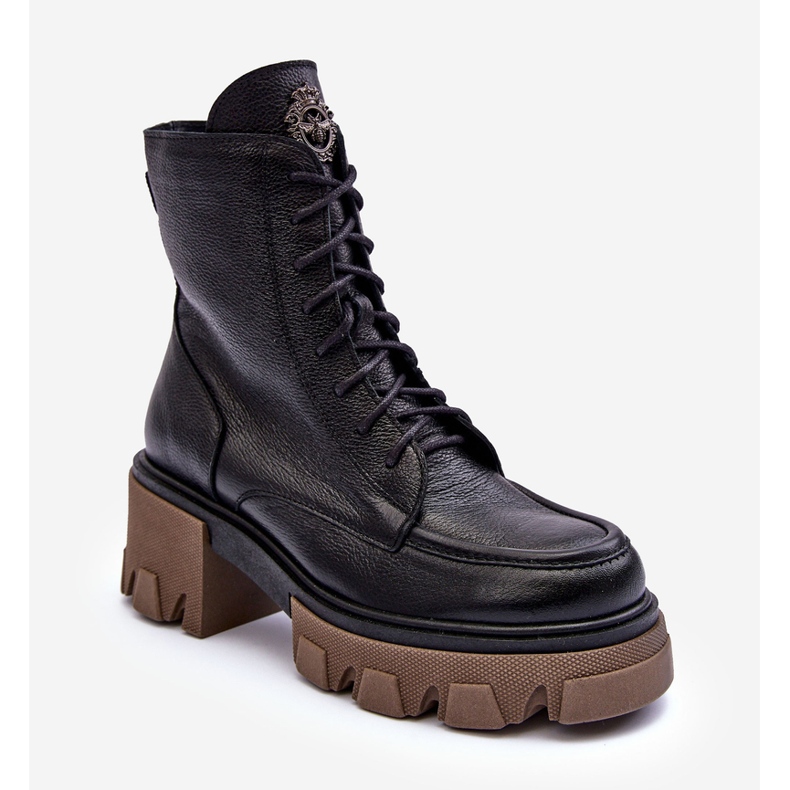 Bottines Trappeuses Isolées En Cuir Femme Noir Lemar Rehin le noir 1