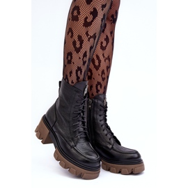 Bottines Trappeuses Isolées En Cuir Femme Noir Lemar Rehin le noir 3