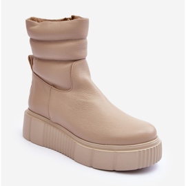 Bottines en Cuir pour Femme sur Plateforme Beige Clair Lemar Suam 1 Bottines en Cuir pour Femme sur Plateforme Beige Clair Lemar Suam 1