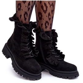 Bottes Worker Isolées En Daim À Talon Plat, Nacelle Noire 10