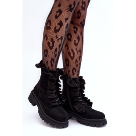 Bottes Worker Isolées En Daim À Talon Plat, Nacelle Noire 4