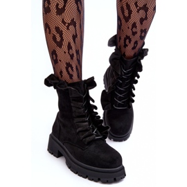 Bottes Worker Isolées En Daim À Talon Plat, Nacelle Noire 8