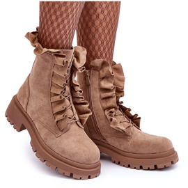 Bottines Worker Isolées En Daim À Talon Plat, Nacelle Beige 10